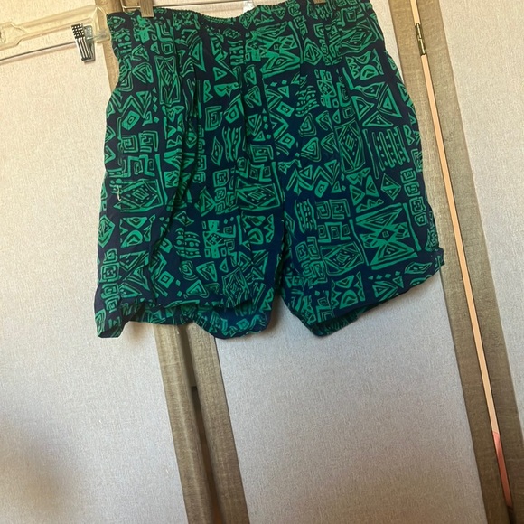 Basic editions Green Geometric Patterned swim Shorts large - Picture 1 of 5